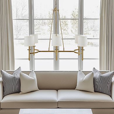 Hampton Hill Elegenza 6-light Chandelier with Fabric Drum Shades