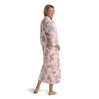 Women's Miss Elaine Essentials Quilt-In-Knit Patterned Long Zip Robe