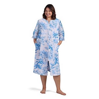 Plus Size Miss Elaine Essentials Terry Long Zip Robe