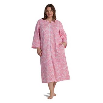 Plus Size Miss Elaine Essentials Cottonessa Long Zip Robe