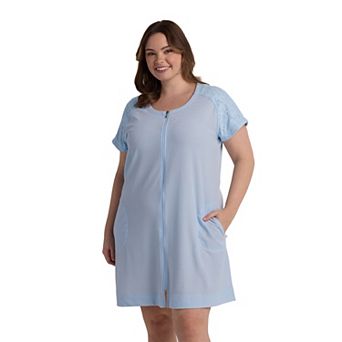 Plus Size Miss Elaine Essentials Terry Short Zip Robe