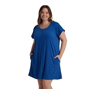 Plus Size Miss Elaine Essentials Terry Short Zip Robe