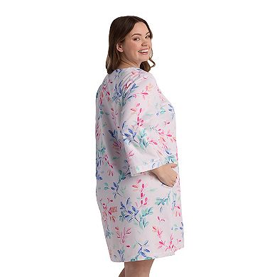 Plus Size Miss Elaine Essentials Sateen Woven Short Snap Robe