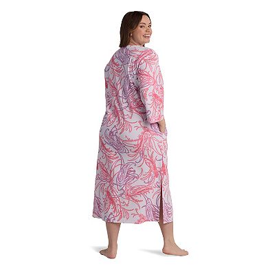 Plus Size Miss Elaine Essentials Interlock Knit Long Zip Robe