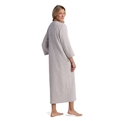 Petite Miss Elaine Essentials Quilt-In-Knit Long Zip Robe