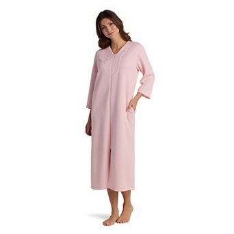 Petite Miss Elaine Essentials Quilt-In-Knit Long Zip Robe