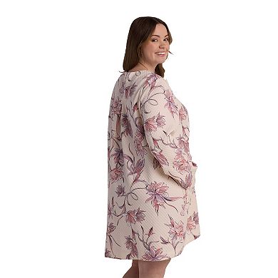 Plus Size Miss Elaine Essentials Quilt-In-Knit Short Snap Robe