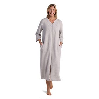 Women's Miss Elaine Essentials Quilt-In-Knit Long Zip Robe