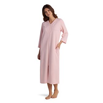 Women's Miss Elaine Essentials Quilt-In-Knit Long Zip Robe