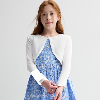 Girls Bonnie Jean Faux-Pearl Embellished Cardigan