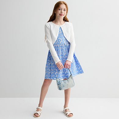 Girls Bonnie Jean Faux-Pearl Embellished Cardigan