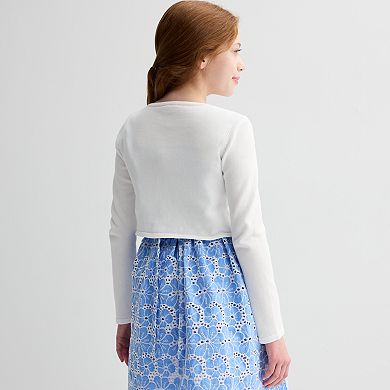 Girls Bonnie Jean Faux-Pearl Embellished Cardigan