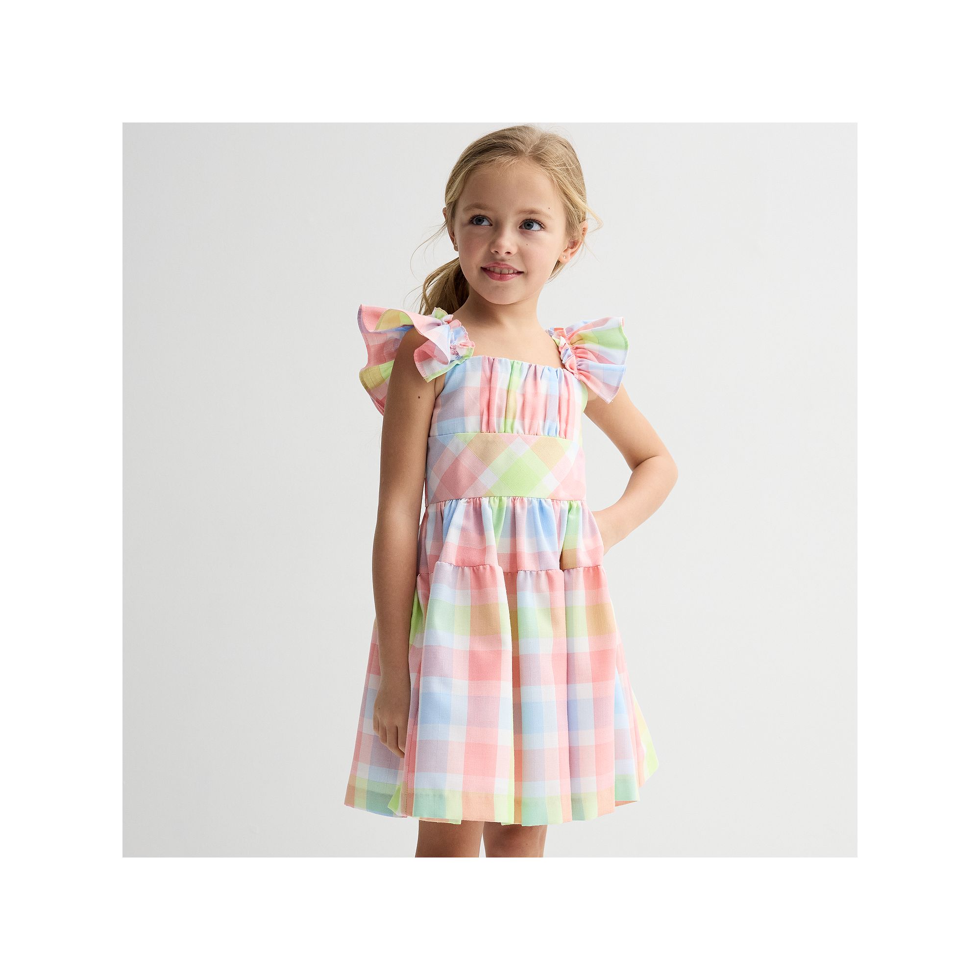 Girls 4-12 Bonnie Jean Linen Peasant Flounce Dress, Girls, Multi