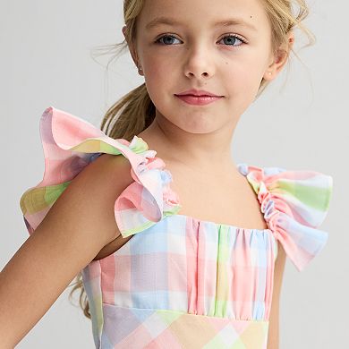 Girls 4-12 Bonnie Jean Linen Peasant Flounce Dress