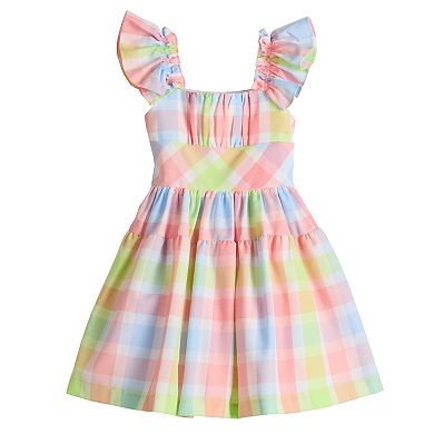 Girls 4-12 Bonnie Jean Linen Peasant Flounce Dress