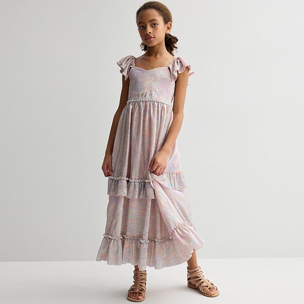 chinese dress ladies Bonnie Slinky and Lace Maxi Dress / Lilac | Meshki