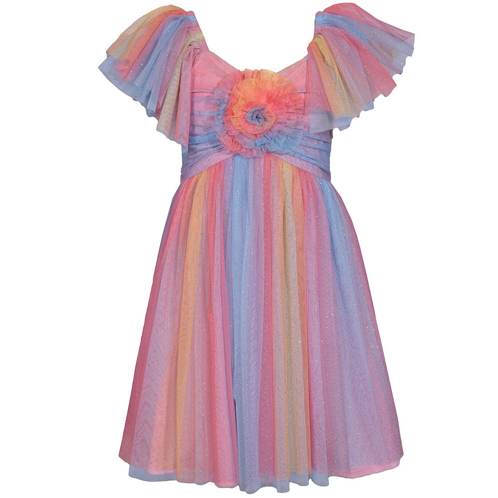 Girls 7-20 Bonnie Jean Rainbow Mesh Tulle Dress in Regular & Plus Size