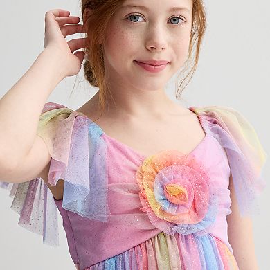 Girls 7-20 Bonnie Jean Rainbow Mesh Tulle Dress in Regular & Plus Size