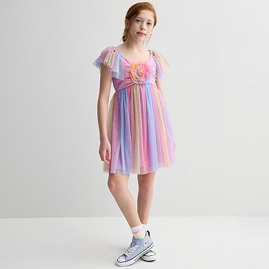 Girls 7-20 Bonnie Jean Rainbow Mesh Tulle Dress in Regular & Plus Size