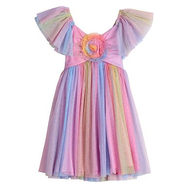 Girls 7-20 Bonnie Jean Rainbow Mesh Tulle Dress in Regular & Plus Size