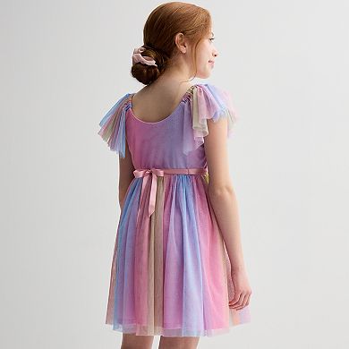 Girls 7-20 Bonnie Jean Rainbow Mesh Tulle Dress in Regular & Plus Size