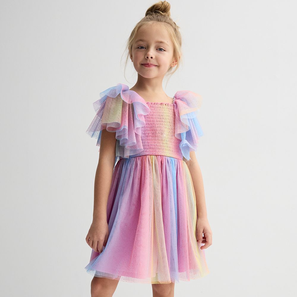 bonnie jean metallic rainbow dress Girls 7-20 Bonnie Jean Rainbow Mesh Tulle Dress in Regular & Plus Size