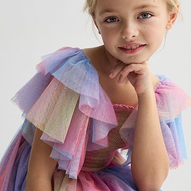 Girls 4-6x Bonnie Jean Rainbow Flutter Sleeve Mesh Dress