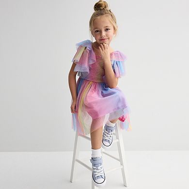 Girls 4-6x Bonnie Jean Rainbow Flutter Sleeve Mesh Dress