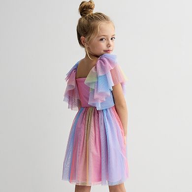 Girls 4-6x Bonnie Jean Rainbow Flutter Sleeve Mesh Dress