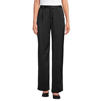 Women's Lands' End Satin Wide Leg Pleated Pants