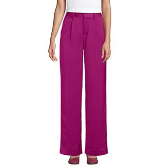 Women's Lands' End Satin Wide Leg Pleated Pants