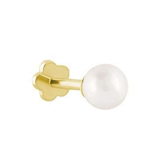 Celebration Gems 14k Gold 4 mm Freshwater Cultured Pearl Labret Stud