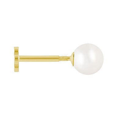 Celebration Gems 14k Gold 4 mm Freshwater Cultured Pearl Labret Stud