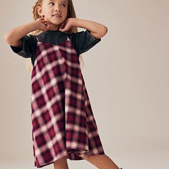 Girls 4-12 NEXT Check Slip Dress & Tee