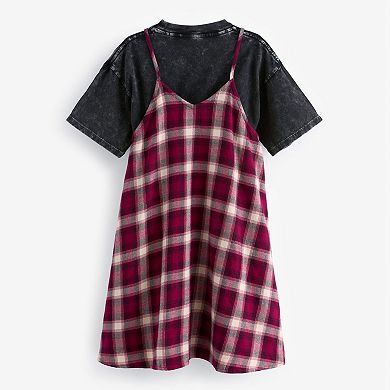 Girls 4-12 NEXT Check Slip Dress & Tee