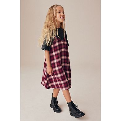 Girls 4-12 NEXT Check Slip Dress & Tee
