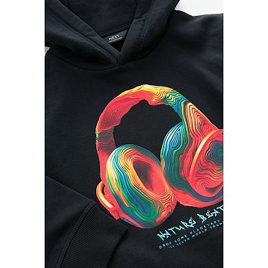 Boys 4-12 NEXT Black Headphones Graphic Hoodie