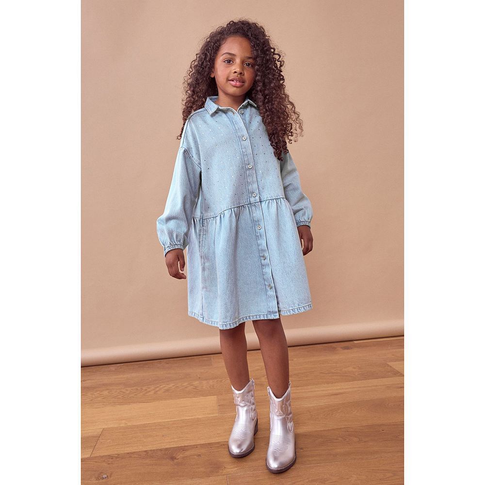 Girls 4-12 NEXT Diamante Denim Dress