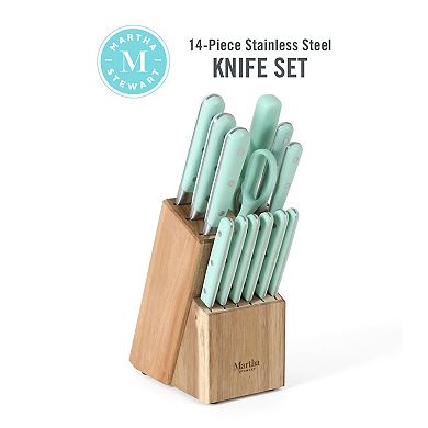 Martha Stewart Eastwalk 14-Piece Matte Black Knife Block Cutlery Set