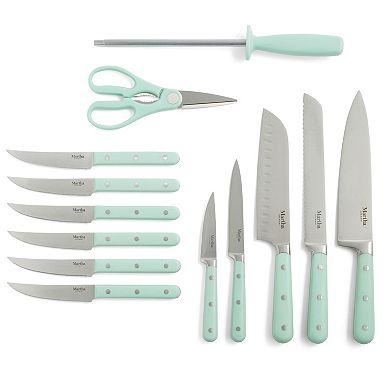 Martha Stewart Eastwalk 14-Piece Matte Black Knife Block Cutlery Set