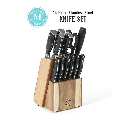Martha Stewart Greeley 14-Piece Cutlery Set with Wood Block