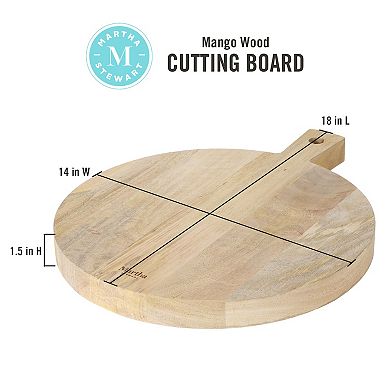 Martha Stewart Kindale 18" x 14" Round Mango Wood Charcuterie Board
