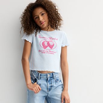 Girls 6-20 SO® Textured Graphic Tee in Regular & Plus Size