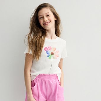 Girls 6-20 SO® Textured Graphic Tee in Regular & Plus Size