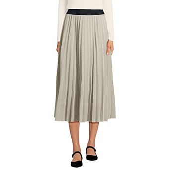 Women's Lands' End Knit Foil Pleated Midi Skirt