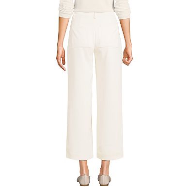 Women's Lands' End High Rise Patch Pocket Wide Leg Crop Pants