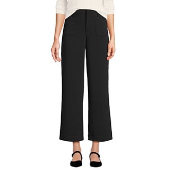 Women's Lands' End High Rise Patch Pocket Wide Leg Crop Pants