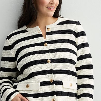 Plus Size Nine West Textured Cardigan Sweater