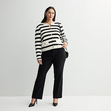 Plus Size Nine West Textured Cardigan Sweater