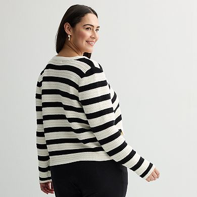 Plus Size Nine West Textured Cardigan Sweater